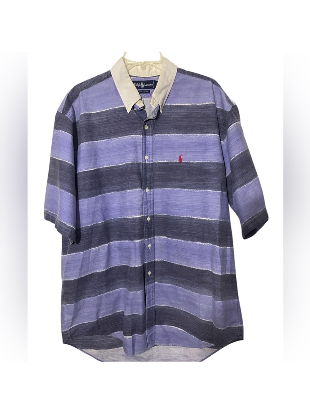 VTG Ralph Lauren Collard Button Down Short Sleeve Shirt Size XL